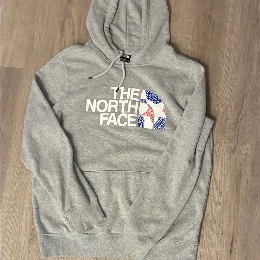 The North Face Light Gray Hoodie with Logo